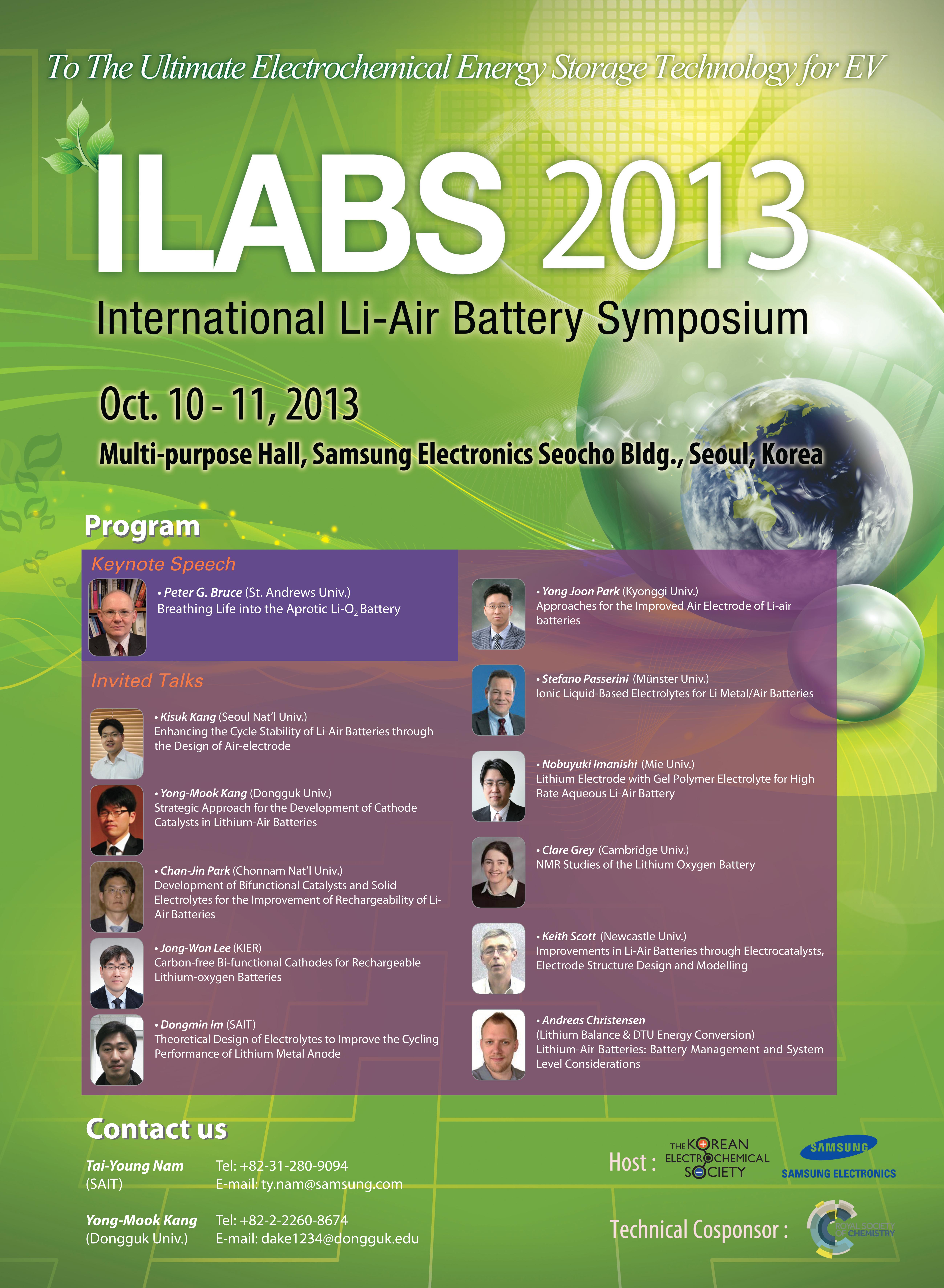 Oct.10~11, International Li Air Battery Symposium 2013